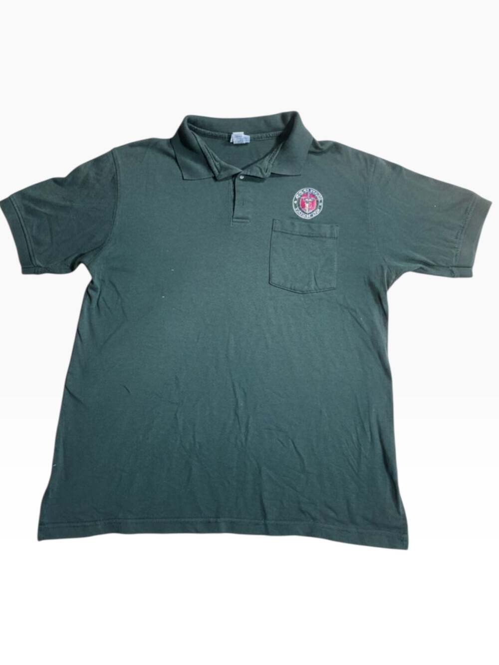 Anvil City of Austin Founded 1839 Embroidered Logo Green Short Sleeve Polo Shirt